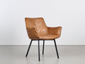 Chaise de salle à manger en revêtement effet cuir 62x58x84 cm - cognac et noir - pieds métal style contemporain