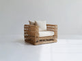 Fauteuil de jardin en rotin tressé 88x82x76 cm - naturel-beige clair - assise enveloppante pour extérieur