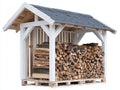 Abri à bûches en bois 240x120x190 cm - blanc et gris - grand format extérieur