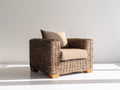 Fauteuil de jardin en rotin tressé 90x85x78 cm - marron-beige - design naturel pour extérieur