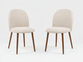 Lot de 2 chaises de salle à manger en tissu 50x55x88 cm - beige clair-brun - dossier arrondi et pieds en bois