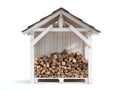 Abri à bûches en bois massif 160x80x190 cm - blanc - toit à double pente pour extérieur