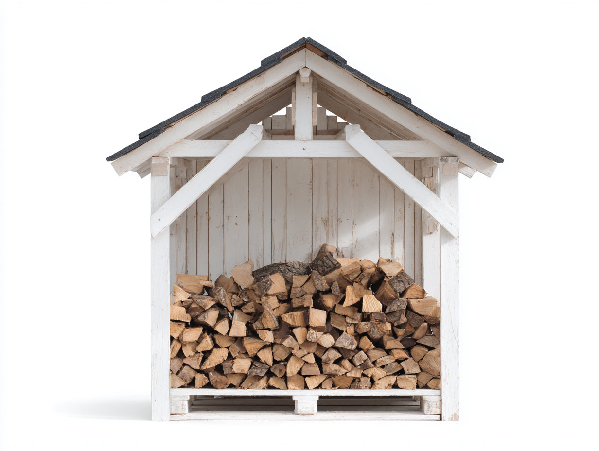 Abri à bûches en bois massif 160x80x190 cm - blanc - toit à double pente pour extérieur
