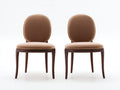 Lot de 2 chaises de Salle à manger en tissu marron 50 x 56 x 84 cm - pieds en bois foncé avec dossier arrondi