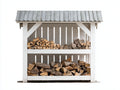 Abri à bûches en bois 170x60x150 cm - blanc et gris - rangement extérieur à deux niveaux