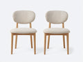 Salle à manger lot de 2 chaises en tissu beige 55x56x78 cm - pieds en bois - dossier arrondi