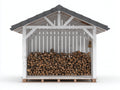 Abri à bûches en bois massif 240x120x220 cm - blanc-gris foncé - grand toit à double pente pour extérieur