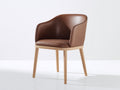 Salle à manger chaise rembourrée en similicuir 58x57x78 cm - marron et bois naturel - design moderne