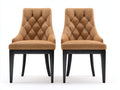 Salle à manger lot de 2 chaises effet cuir 58x62x94 cm - cognac et noir - dossier capitonné style classique