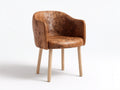 Chaise de salle à manger en similicuir marron 62x58x82 cm - pieds en bois - style rétro