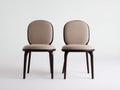 Salle à manger lot de 2 chaises tissu bouclé 52x55x82 cm - beige et brun foncé - dossier arrondi style contemporain