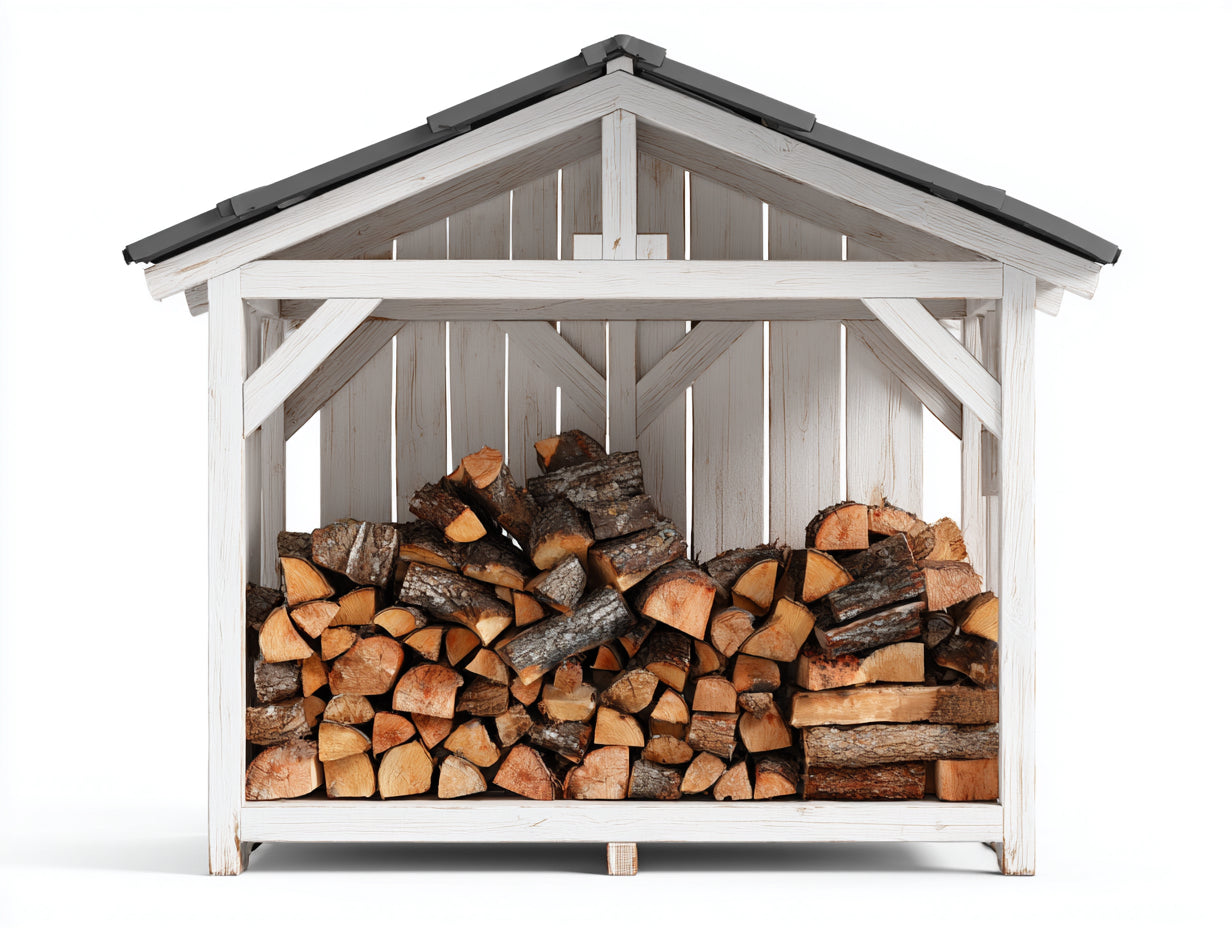 Abri à bûches en bois massif 180x90x190 cm - blanc-gris foncé - toit à double pente pour extérieur