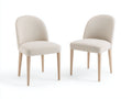 Lot de 2 chaises de Salle à manger en tissu beige 50 x 55 x 84 cm - pieds en bois naturel avec dossier arrondi