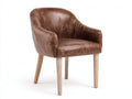 Salle à manger fauteuil en similicuir marron 66x60x82 cm - pieds en bois - style rétro