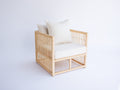 Fauteuil de jardin en rotin tressé 78x75x82 cm - naturel-blanc cassé - design ajouré pour extérieur