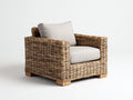 Fauteuil de jardin en rotin tressé 104x92x79 cm - brun beige et bois naturel - assise large style naturel