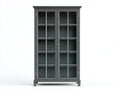 Vitrine en bois gris anthracite 95 x 38 x 190 cm - meuble de rangement avec 2 portes vitrées pour salle à manger