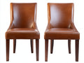 Lot de 2 chaises de salle à manger en revêtement effet cuir 52x58x92 cm - cognac-brun foncé - dossier haut rembourré